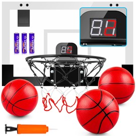 TREYWELL Indoor Basketball Hoop Boys Gifts for Teens and Adults Door Room Basketball Hoop Mini Hoop with Electronic Scoreboard, 3 Balls and Batteries Basketball Toys for 8 9 10 11 12