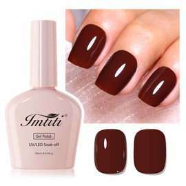 Imtiti Maroon Brown Gel Nail Polish, 1Pcs Chestnut Brown Gel Polish Soak Off UV LED Gel Polish, Long Lasting, Nail Art Manicure Salon DIY at Home for Autumn and Winter (0.34 Fl Oz)