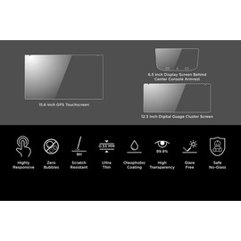 1EV Touch Screen Protectors for Rivian R1T / R1S, Anti-Glare, High-Definition, Max Touch Sensitivity, 6 piece shield bundle (2 sets of 3 shields) (Anti-Glare (Matte))