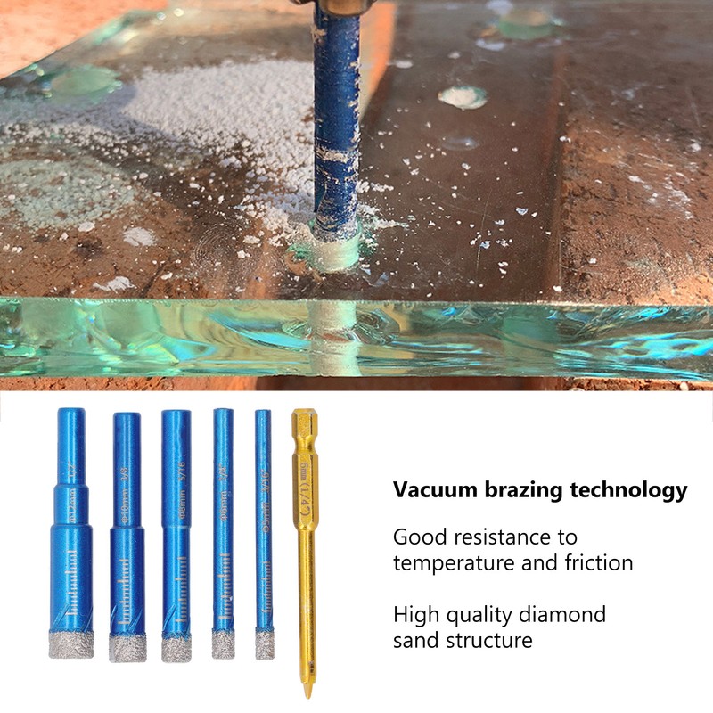 6PCS Brazed Dry Drill Bit Wear Resistant Vaccum Brazing Diamond