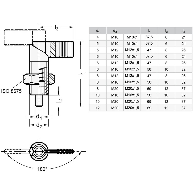 Ganter Standard Elements/Locking Latch/GN 612 10 Bolt Diameter: 10 mm 1 Units, Black, GN