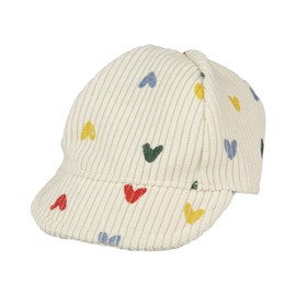 Heless 1531 - Cappellino per Bambole ''Heart Confetti'' in Beige e con Cuori Colorati, per Bambole e Peluche Misura 28-35 cm
