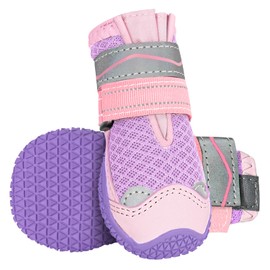 SlowTon Dog Boots, Breathable Dog Paw Protector, Dual Adjustable & Washable Non-Slip Puppy Shoes with Reflective Strip for Injured Paws, Comfortable Walking Boots for Small Medium Large Puppy