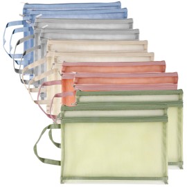 Viitech 10 PCS Toy Storage Bags with Zipper, 5 Colors Double-Layer A4 Mesh Zipper Pouch Bags with Handle, Waterproof Document Pouch for Storing Building Blocks Puzzles Books Stationery (A4)