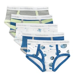Burt's Bees Baby Boys' Underwear Set - Breathable 100% Organic Cotton Undies - Solids, Stripes and Prints Designs, Pack of 5 Tag-Free Comfort Briefs with Sizes for Toddler Boys 2T to 8 Years Old