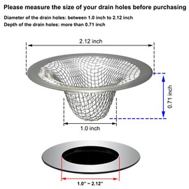 Seatery 1.0" Bathroom Sink Drain Strainers, 6PCS Drain Hair Catchers for Laundry, Mop Pool, Utility, Slop, RV Sink, Stainless Steel Drain Filter