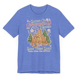 Gingerbread Bakery Shirt, Christmas Cookie Baking Tee, Holiday Baking T-Shirt, Gingerbread Design Heather Columbia Blue