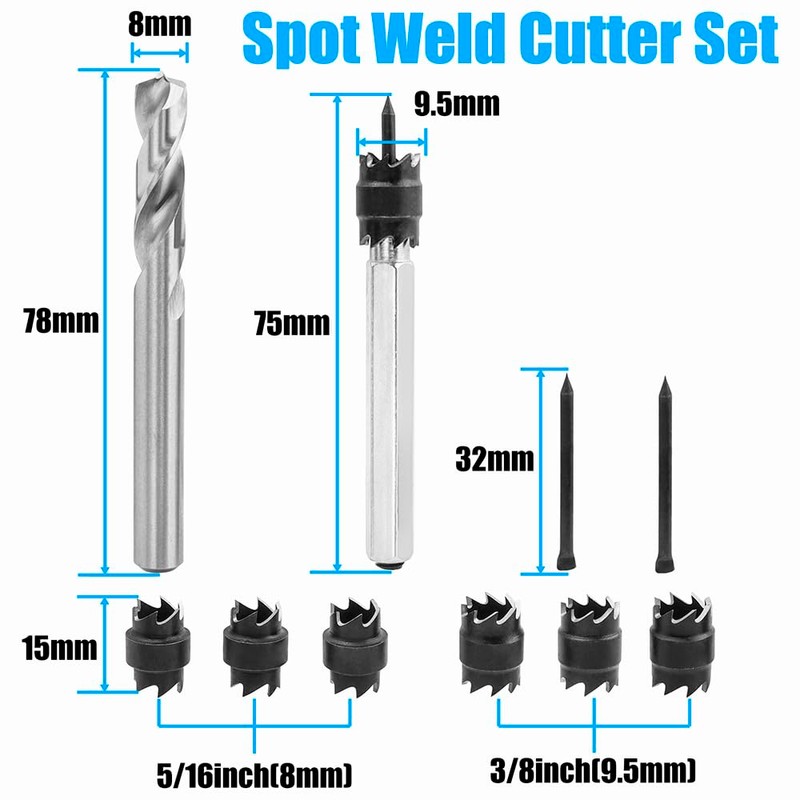 Yakamoz 10Pcs Spot Weld Cutter Set, High Speed Steel Hole
