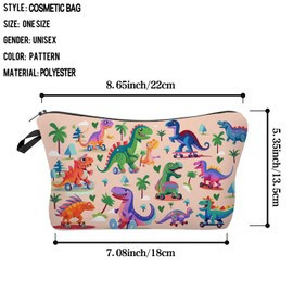 Livel lhood Colorful Dinosaur Makeup Bag Cute Small Organizer Zipper Pouch Colorful Dinosaur Cosmetic Bag Birthday Present for Women Friends, hzj0690