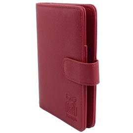 Bookjah RFID Blocking Passport Holder – Travel Wallet, Luggage Tags & Organizer | Saffiano Leather Gift Set (Dark Red)