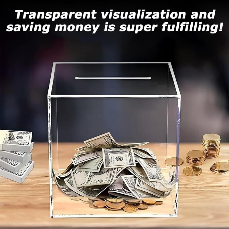 Clear Acrylic Money Saving Box, Unopenable Money Saving Box, Modern