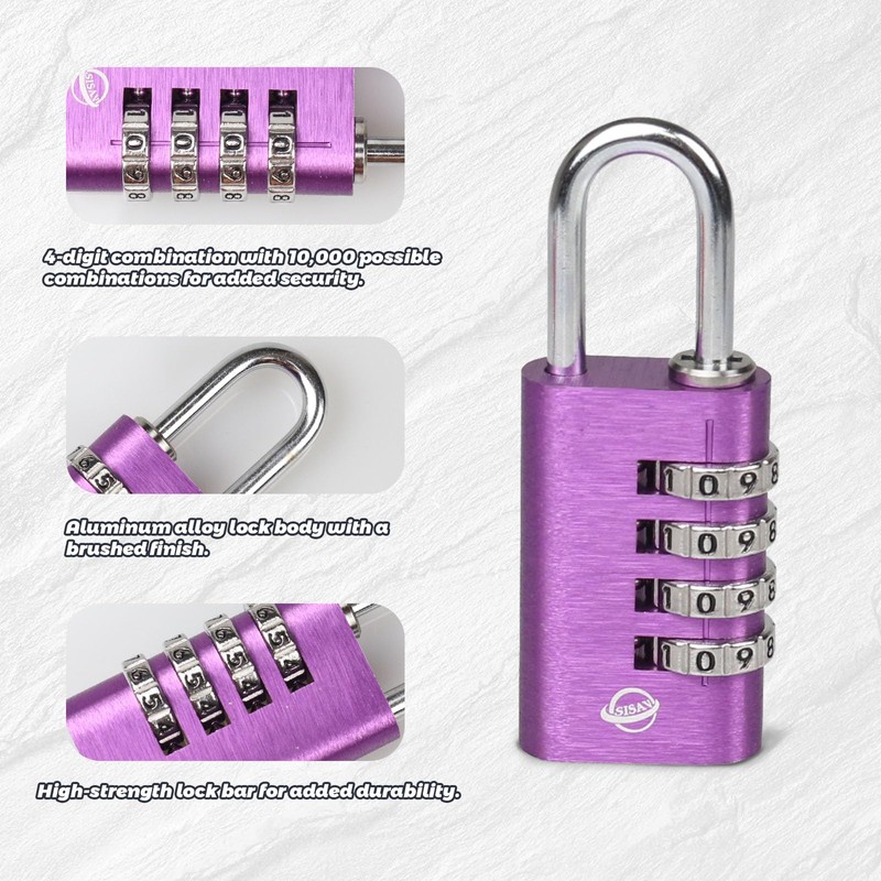 SISAV Combination Lock,4 Digit Gym Combination Padlock for School Lockers,Toolbox,Fence