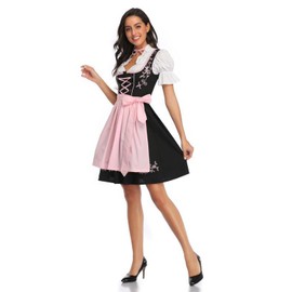 DLSNZ - Disfraz de Dirndl alemán para mujer, para festival de cerveza, bávaro, Oktoberfest, carnaval, Halloween, trajes (rosa, mediano)