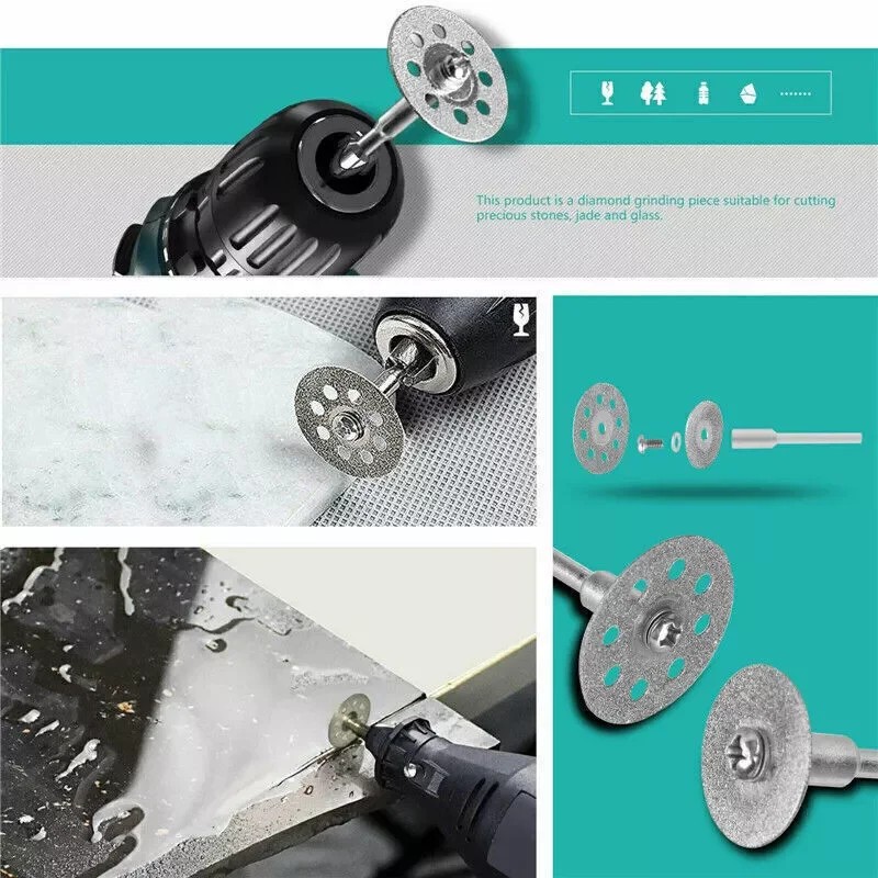 12Pcs Diamond Cutting Wheels for Dremel Rotary Tool Die Grinder