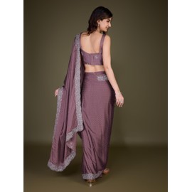 TRENDMALLS Women's Rangoli Silk Embroidery Siroski work Saree with Unstitch Blouse Piece (K1108-LightBrown)