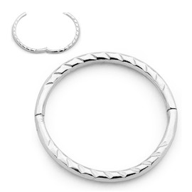 Sterling Silver Australian Made Diamond Cut Twist Hinged Hoop Nose Ring Unisex Sleeper Earrings Nickel Free Hypoallergenic (12mm)