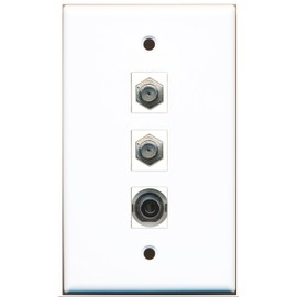 RiteAV - 2 Port Coax Cable TV- F-Type and 1 Port 3.5mm Wall Plate