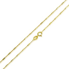 SEA OF ICE Yellow Gold Flashed Sterling Silver 1mm Diamond-Cut Bar Station Rolo Chain Necklace, Size 18"