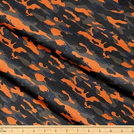 Fabric by The Yard [ 58" inches x 1 Yard ] Decorative Fabric for Sewing Quilting Apparel Crafts Home Decor Accents (Dark Orange Camo Pattern)