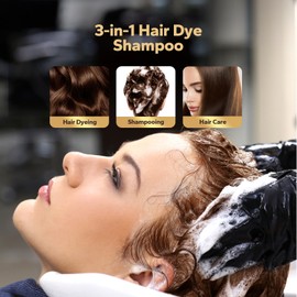 HyperHair Chestnut Brown Hair Dye Shampoo, Color Treated Hair for Women & Men, Hair Dye Shampoo 3 In 1 for Covering Gray Hair, Long Lasting & Coverage