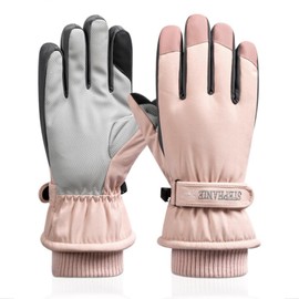 Irunfast Women's Winter Ski Gloves, Peach Pink Thermal Gloves Women,Windproof Waterproof Thermal Gloves Non Slip Touchscreen Winter Gloves for Skiing, Cycling,Outdoor Sports