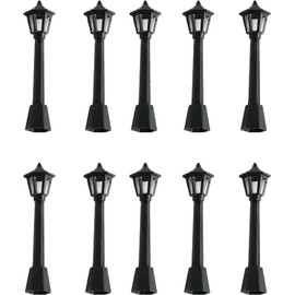 aoukoslt 10PCS Mini Street Light Model Railway Train Lamp Miniature Plastic Village Pathway Lantern Post for Micro Landscape Fairy Garden Accessories
