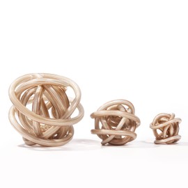 Luxury Lane Hand Blown Infinity Knot Sommerso Art Orbit Glass Ball for Home Decor 6 inch tall Centerpiece Table Decoration White Gold