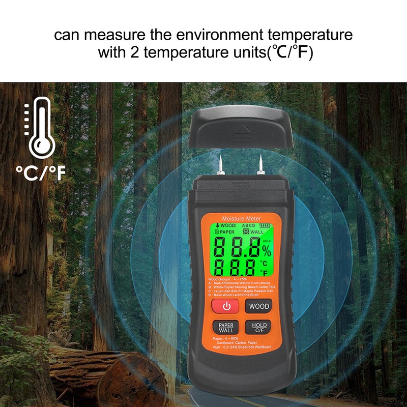 Moisture Meter Wood Moisture Detector Intelligent Temperature Humidity Measuring Digital