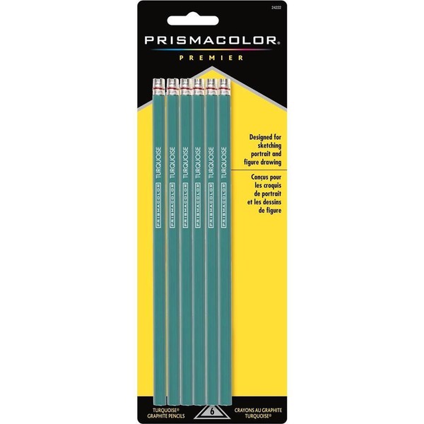 Prismacolor Turquoise Drawing and Sketching Graphite Pencils - 6PC - 24222