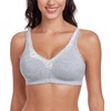 Curyon Women's Cotton Bra Non Padded Wirefree Lift Lace Floral Plus Size Comfort Everyday Bras Grey 42DD