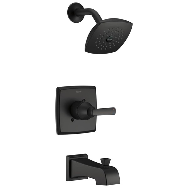 Delta Faucet Ashlyn 14 Series Single-Handle Tub and Shower Trim Kit, Shower Faucet with Single-Spray Touch-Clean Shower Head, Matte Black T14464-BL (Valve Not Included)