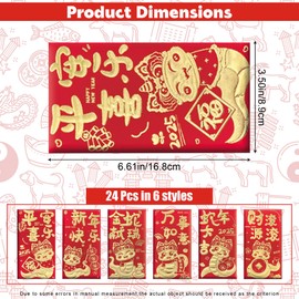 JazSwirl Red Envelope Snake 2025, 24-Pack Chinese New Year Red Envelopes, Snake Red Envelopes 2025 Red Envelopes Chinese New Year Chinese Red Envelopes, Year of the Snake Red Envelopes (Cute)