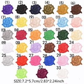 MSCFTFB 33 Pieces Assorted Colors Rose Iron on Patches Sew Embroidered Patches Appliques Embellishments for Clothing Jackets Backpack Repairing Decorations