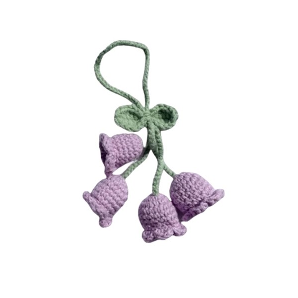 Hand Knitted Crochet Flower Decor for Mirror Flower Keychain Charms