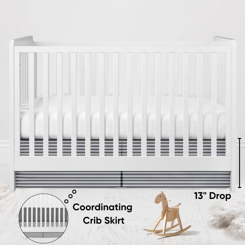 Bacati - Elephants White/Gray 10 pc Crib Bedding Set with