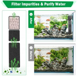 AQQA Aquarium Filter, 3-Stage Filtration, Adjustable Wave Maker & Oxygenator, Quiet 18W 164GPH Submersible Pump, Easy Clean Sponge Filter, for 50 Gallon Freshwater Saltwater Fish Tank 110V/60Hz