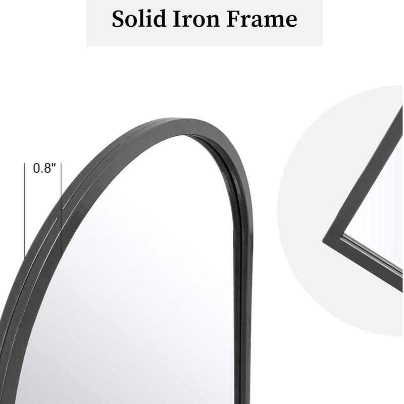 Dewfig Arched Window Wall Mirror, 30"x20" Window Pane Mirrors, Vanity
