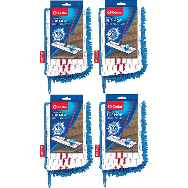 O-Cedar Dual-Action Microfiber flip mop Refill (Pack of 4)
