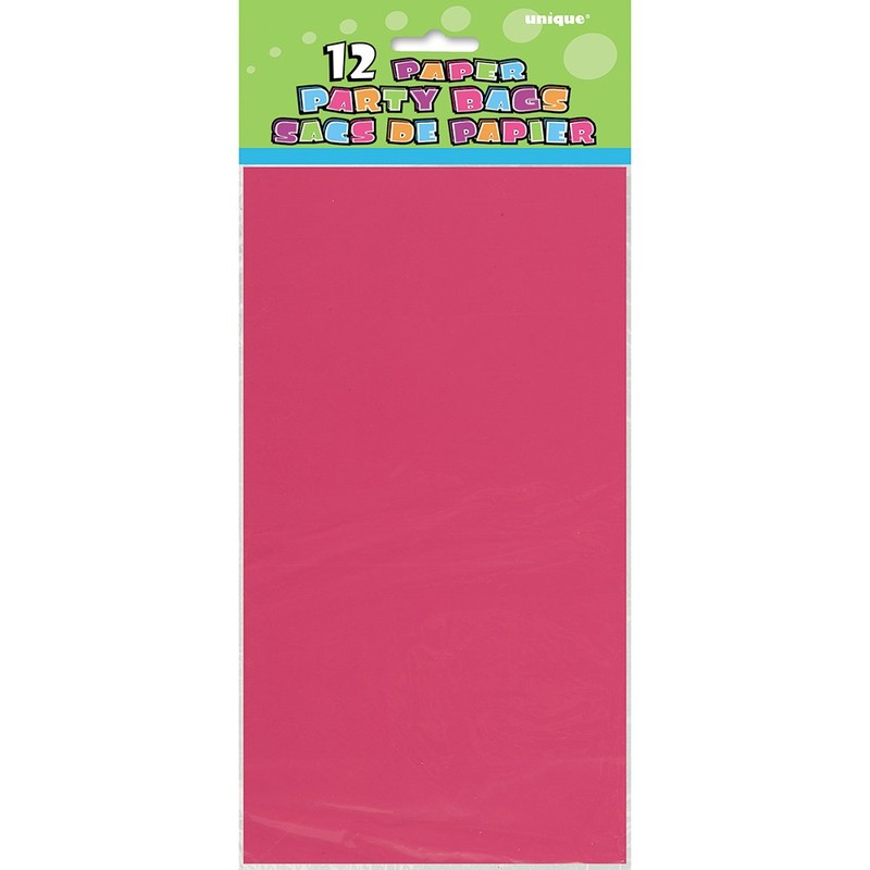 Vibrant Hot Pink Paper Party Bags (Pack of 12) -