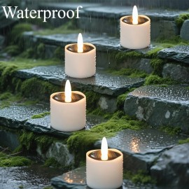 12 Solar-powered Tea Lamps Outdoor Flickering Flameless LED Candles Suitable for Lanterns Gardens Camping and Home Decorationcolor: White shell warm light lamp, Quantity: 12pcs, size: 2 INCH