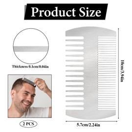 Aeaocvo Pack of 2 Metal Comb and Beard Comb, 10 cm Stainless Steel Beard Comb, Portable Double-Sided Comb for Men, Women