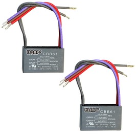 HQRP 2-Pack Ceiling Fan Capacitor CBB61 2.5uf+3.5uf+4uf 5-Wire UL Listed