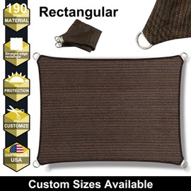 ENOCHZANG 7' x 10' Brown Straight Edge Sun Shade Sail, Rectangle Awning Outdoor Shade Cloth Pergola Cover UV Block Fabric- Customized