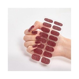 16Pcs Glitter Gradient Pure Color Full Nail Wraps Nail Polish Sticker Thick Cs033 Nail Wraps Stickers Manicure Supplies for Women Nails Full Long Lasting Easy Apply and Remove