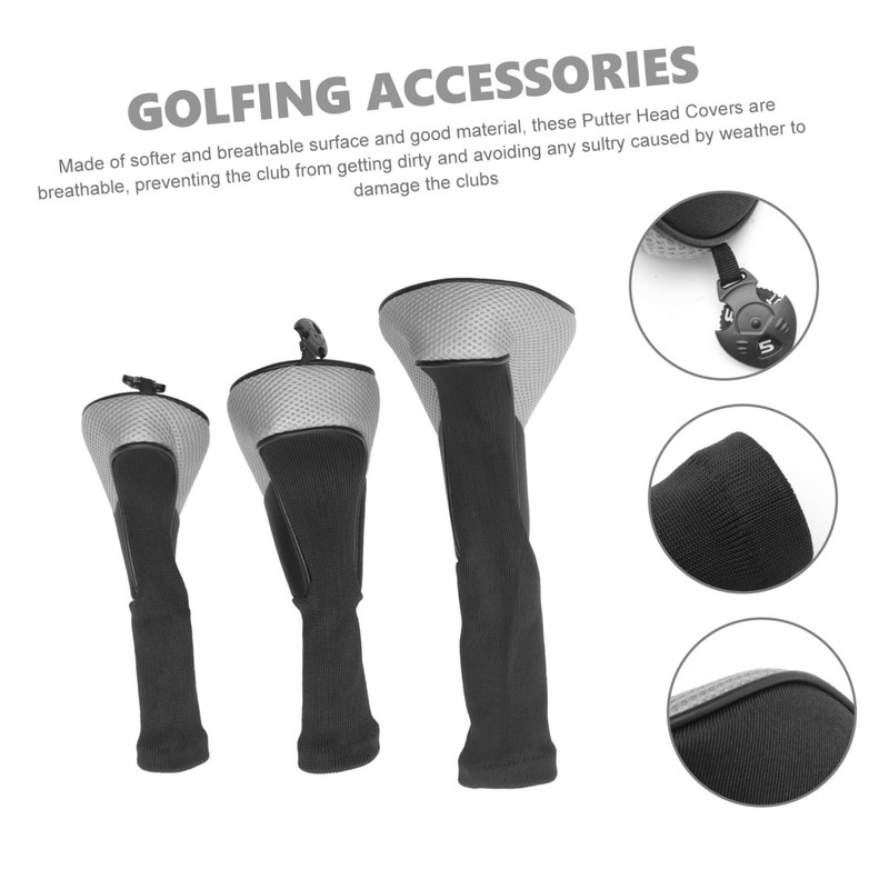 Totority 3Pcs Golf Putter Covers Breathable Mesh Club Protectors for