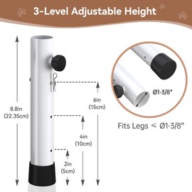 Pintuson 4 Pack White Table Leg Extenders - 3 Levels Heights Adjustable Table Risers for Folding Table, Rises 2/4/6 Inch, Suitable for Sewing Room, Bar Stool, Camping Desk