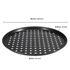 ZEONHEI 4 Pack 10 Inch Non Stick Pizza Tray, Pizza Dough Tray for Oven, Round Pizza Baking Pan with Holes for Making Pizza, 26CM x 1.5CM, Black