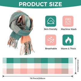 CNMTCCO Scarf for Women UK, Winter Long Soft Warm Wool Spinning Tartan Check Wraps Tassel Shawl Stole Scarves Ladies Gifts