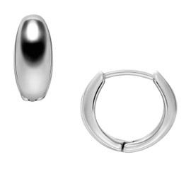 Fossil Women's All Stacked Up Stainless Steel Hoop Earrings, Color: Silver (Model: JF04742040), Length: 9.8mm, Width: 1.9mm, Silver, No Gemstone