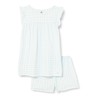 Petit Bateau Girls Pyjacourt, White Marshmallow / Blue Gomme